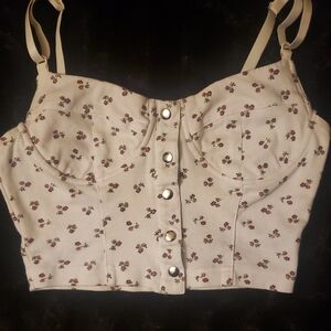 Floral snap Button-Down Crop Top, By Blue Pacific, Vintage top.